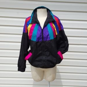 1990s Colorful Rainbow Windbreaker Size Large